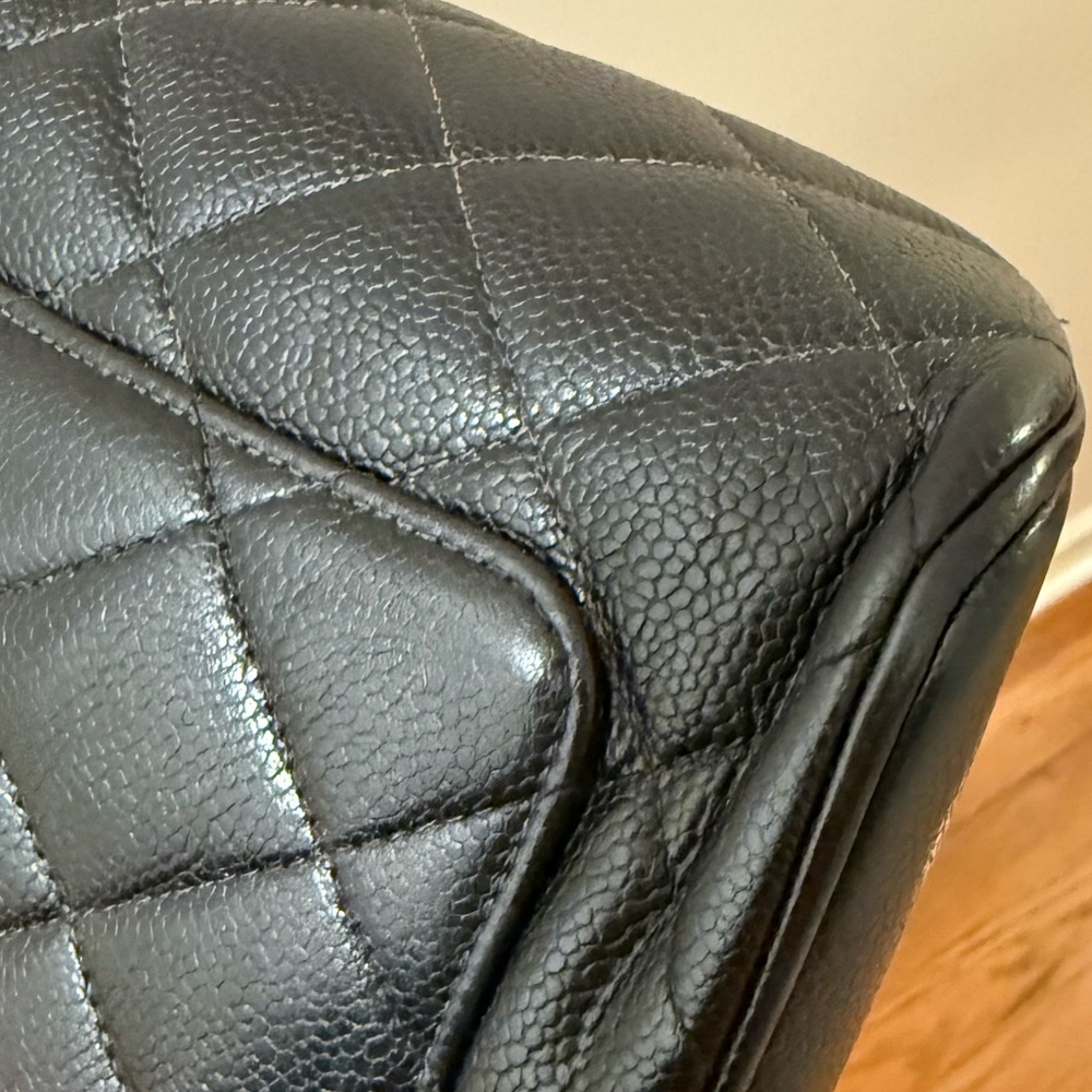 CHANEL Black Quilted Caviar Leather CC Tote with Gold-Tone Charm - Picture 4 of 16
